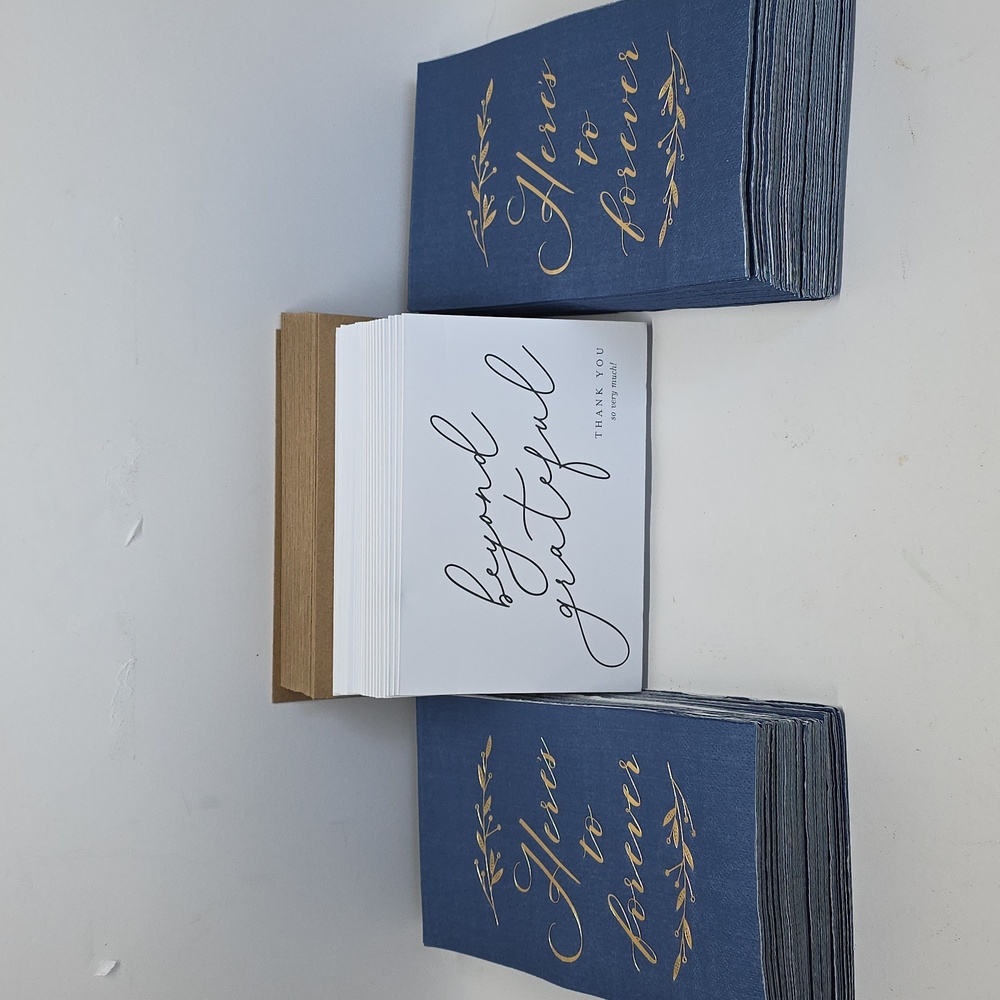 85 Wedding Blue & Gold  Napkins & 25 Thank You Cards